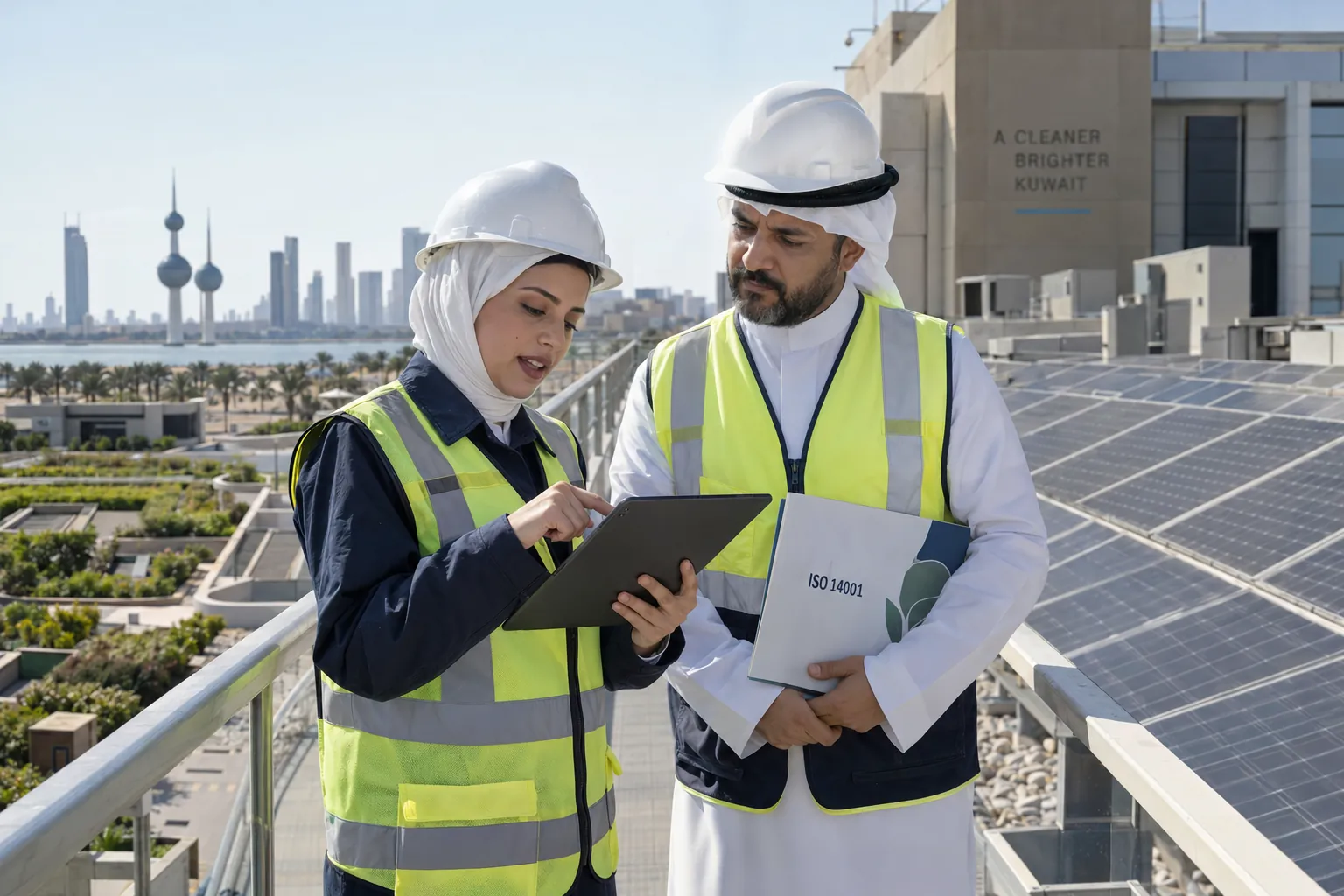 متابعة الأداء البيئي والطاقة الشمسية وفق ISO 14001 في الكويت