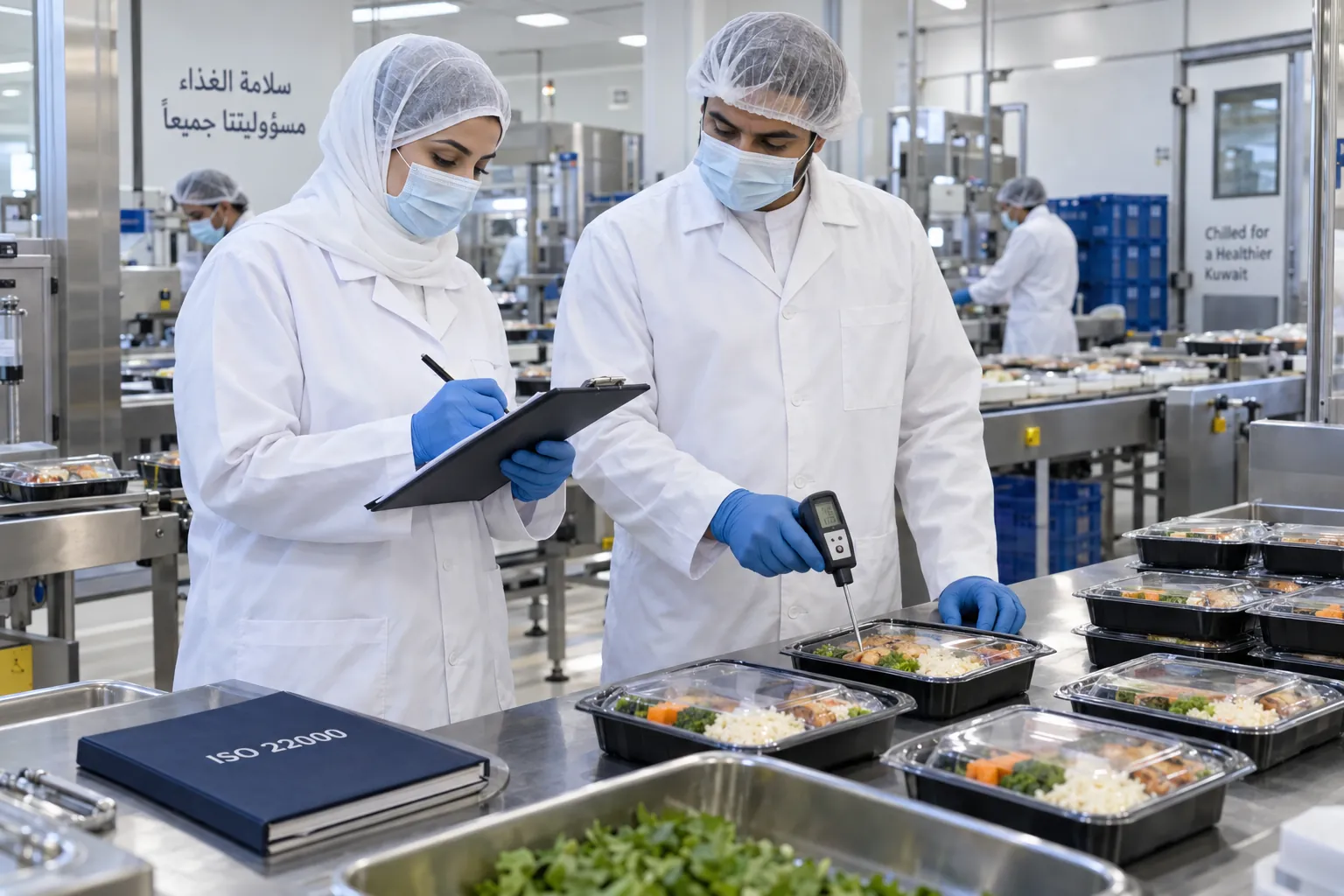 فحص سلامة الغذاء وفق ISO 22000 في مصنع أغذية بالكويت