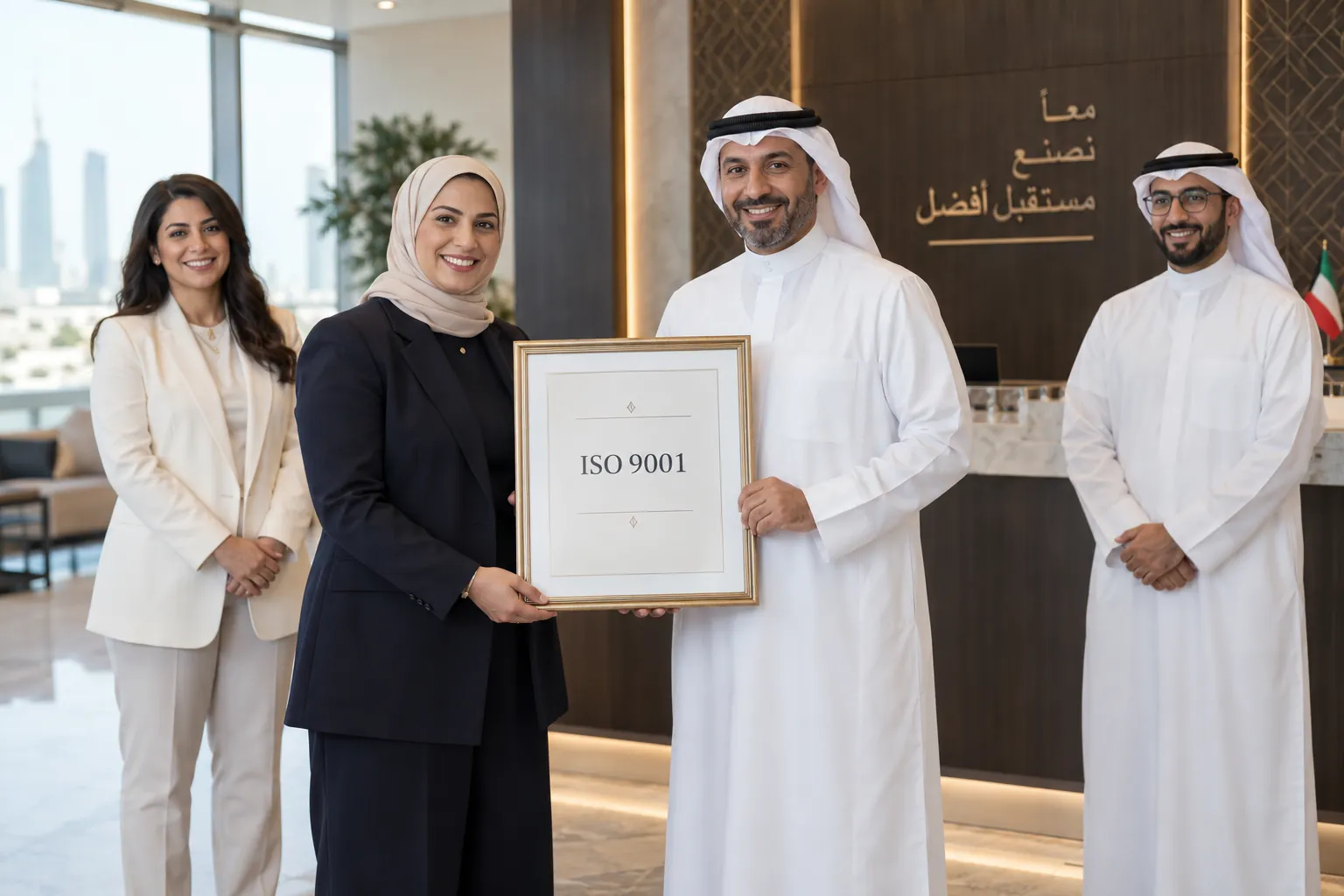 استلام شهادة ISO 9001 في مؤسسة كويتية