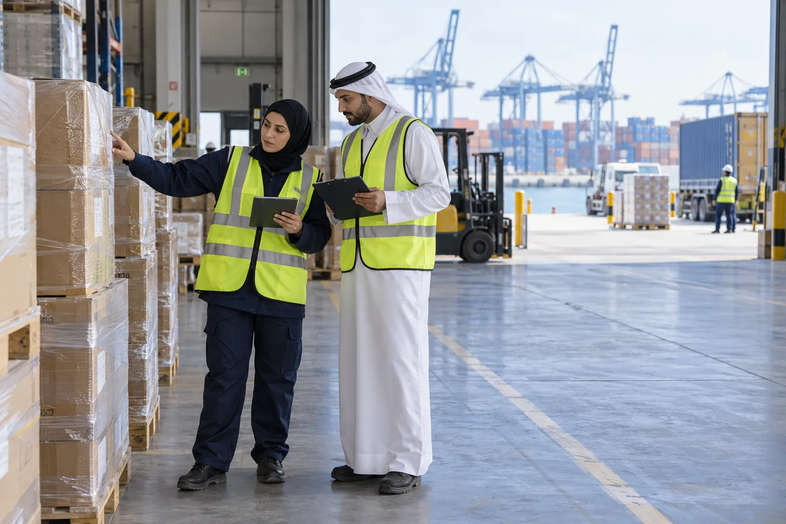 مراجعة عمليات المستودع والخدمات اللوجستية في ميناء بالكويت